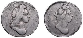 British Milled Coins from Various Properties
William and Mary (1688-1694), Pattern (?) for a Halfpenny, undated,...