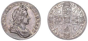 British Milled Coins from Various Properties
George I (1714-1727), Shilling, 1723, first bust, ssc (ESC 1586; S 3648)....