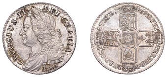 British Milled Coins from Various Properties
George II (1727-1760), Sixpence, 1746 lima (ESC 1757; S 3710). Lightly...