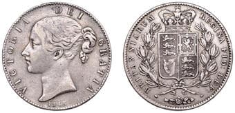 British Milled Coins from Various Properties
Victoria (1837-1901), Crown, 1845, edge viii, cinquefoil stops (ESC 2564;...