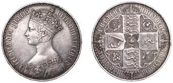 British Milled Coins from Various Properties
Victoria (1837-1901), 'Gothic' Crown, 1847, edge undecimo, 28.31g/6h (ESC...
