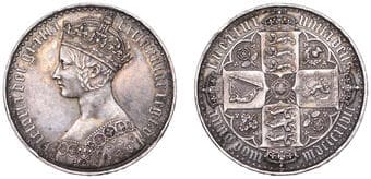 British Milled Coins from Various Properties
Victoria (1837-1901), 'Gothic' Crown, 1847, edge undecimo, 28.28g/6h (ESC...
