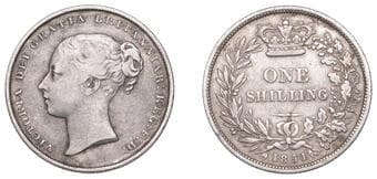 British Milled Coins from Various Properties
Victoria (1837-1901), Shilling, 1851 (ESC 2999; S 3904). Harshly cleaned,...