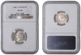 British Milled Coins from Various Properties
Victoria (1837-1901), Sixpence, 1840 (ESC 3173; S 3908). Lustrous, mint...