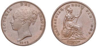 British Milled Coins from Various Properties
Victoria (1837-1901), Penny, 1841, no colon after reg (BMC 1484; S 3948)....