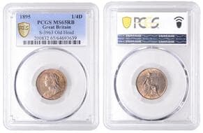 British Milled Coins from Various Properties
Victoria (1837-1901), Farthing, 1895 (S 3963). Prettily toned with much...