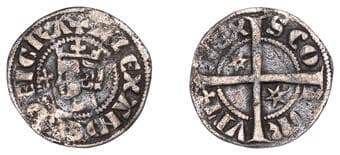 Scottish and Irish Coins from Various Properties
Scotland, Alexander III, Second coinage, Halfpenny, mm. cross...