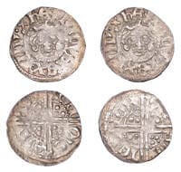 British Coins - Lots
Edward I, Long Cross coinage, Pennies (2), both class VI, Bury St Edmunds, Ion, ion ons ein ted,...