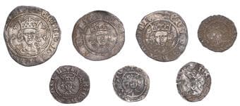 British Coins - Lots
Henry VI, Annulet issue, Halfgroat, Calais, mm. cross II, 9-arc tressure, 1.64g/9h (N 1429; S...