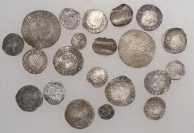 British Coins - Lots
Elizabeth I, Second issue, Penny, mm. cross-crosslet, 0.56g/5h (N 1998; S 2558); Third issue,...