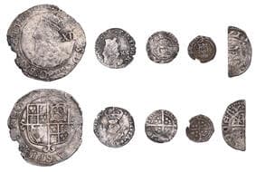 British Coins - Lots
Charles I, Tower mint, Shilling, Gp. F, type 4.4, mm. triangle, 5.98g/8h (N 2231; S 2799);...