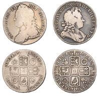 British Coins - Lots
George I, Crowns (2), 1716, roses and plumes, edge secvndo (ESC 1540; S 3639); George II, Crown,...
