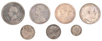 British Coins - Lots
George IV, Penny, 1827, Farthing, 1826, r over e in gratia, (BMC 1430; S 3822, 3823); William IV,...