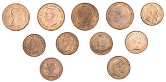 British Coins - Lots
Edward VII, Penny, 1903, Halfpence (2) 1902, 1910 (S 3990, 3991); George V, Penny, 1927 (S...