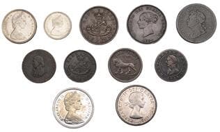 World Coins from Various Properties
Canada, Elizabeth II, 50 Cents (3), 1963, 1966, 1967, 25 Cents, 1967 (KM 56, 63,...