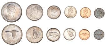 World Coins from Various Properties
Canada, Elizabeth II, Proof-like Set, 1967, comprising Dollar to 1 Cent, Ottawa...