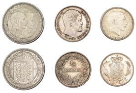 World Coins from Various Properties
Denmark, Frederick VII, Half-Rigsdaler, 1855, Copenhagen (KM 759); Christian X, 2...