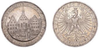 World Coins from Various Properties
Germany, Frankfurt, Free City, Thaler, 1863, Memorial Thaler, Frankfurt (Dav. 654;...