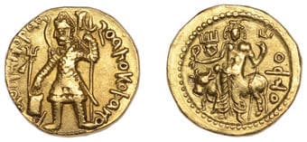 World Coins from Various Properties
India, Kushan Empire, Vasudeva I, Dinar, undated (192-225 AD), 8.15g/12h (Göbl...