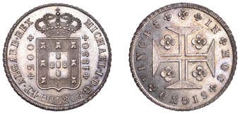 World Coins from Various Properties
Portugal, Michael I, 12 Vinténs or 240 Reis, 1830, Lisbon (Gomes 10.01; KM 392)....