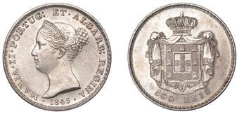 World Coins from Various Properties
Portugal, Maria II, 500 Reis, 1846, Lisbon (Gomes 39.11; KM 471). Lightly cleaned,...