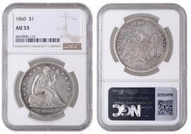 World Coins from Various Properties
United States of America, Dollar, 1860, Philadelphia (KM 71). Toned, good very...