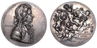 Musical Medals from the Property of a Gentleman
Austria, Mozart Memorial in Vienna, 1896, a silver medal by Anton...