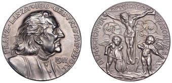 Musical Medals from the Property of a Gentleman
Germany, 100th Birthday of Franz Liszt, 1911, a silver medal by K....