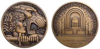 World Historical Medals from Various Properties
France, Monument aux Morts de Rauba Capeau, Nice, 1928, an Art Déco...