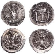 Greek Coins from Various Properties
Sasanian Kings, Shahpur II, Drachm, c. 309-379 AD, Kabul, 3.83g/3h (Sunrise 847);...