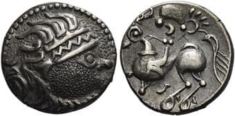 Middle Danube Hercuniates, II century BC. Drachm, Kapostal type circa II century BC, AR 15 mm, 2.66 g. Degraded head of...