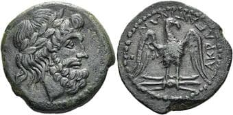 Sicily, Agrigentum Bronze circa 240-212, Æ 23 mm, 7.14 g. Laureate head of Zeus r. Rev. ΑΚΡΑΓΑΝΤΙΝΩΝ...