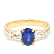 1.34 Carat Sapphire and Diamond Ring in 18ct Gold One 18 carat yellow gold ring holds a rich strong blue sapphire in...