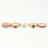 9ct Gold Diamond & Rings All set with diamonds & other stones (5). Hallmarked: All '375' or '9ct'. Total Weight: 17g. ...