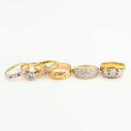 Gold Diamond & Gemstone Rings Gold Diamond & Gemstone Rings (6). Hallmarked: Missing (rubbed - tests as 9ct) x2,...