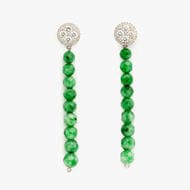 18ct White Gold Diamond & Jade Stud Earrings 18ct White Gold, Diamond & Jade Stud Earrings. Earring Length: 5.8cm....