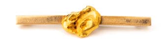 Gold Nugget Tie Pin, C.1900S, VF Gold, 4.4g, nugget approximately 12mm wide & tests at 22ct, 41mm wide tie pin bar...