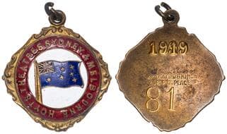 Bridgland & King, Melbourne - Enamel Cinema Badge, 1919, gVF Hoyts Theatres, Sydney & Melbourne, brass/enamel cinema...