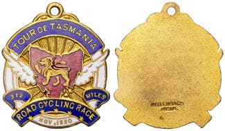 Wittenbach & Co, Melbourne - Enamel Cycling Badge, 1930, gVF Tour of Tasmania, 312 Miles, Road Cycling Race,...