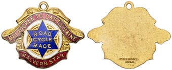 Wittenbach & Co, Melbourne - Enamel Cycling Badge, 1930s, EF Malvern Star, Road Cycle Race, Melbourne-Castlemaine,...