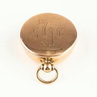 Gold Pill Box, C. 1900, gEF By Pellegrini & Co #4, 9ct gold pill box, 34.91g, with fob suspension attachment, front...