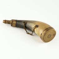 Powder (Priming) Horn, C. 1800S, gVF Small powder (priming) (bulls) horn, size 21.5cm long with 5.2cm diameter brass...