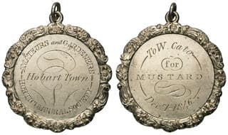 Amateurs and Gardeners Horticultural Society, Hobart Town, 1846, gVF Silver medal, 42mm, 22.0g, hand engraved with...