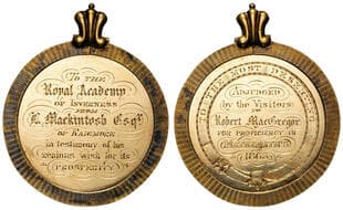 Great Britain, Royal Academy of Inverness - Academic Award, 1863, VF 12ct gold medal, circular form with herringbone...