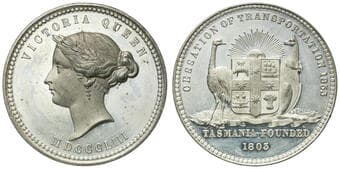 Cessation of Transportation, Tasmania, 1803, UNC Bust of young Victoria left, 1853 below/CESSATION OF TRANSPORTATION,...