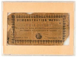 Cessation of Transportation to Tasmania Medal - Ticket Entitlement, 1853, Fine DEMONSTRATION MEDAL, Ticket...