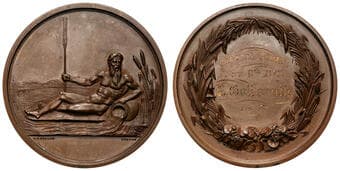 Melbourne University Rowing Club - Scratch Fours, 1870, gEF - aUNC Bronze medal, 47.5mm diameter, 49.68g, by W.J....
