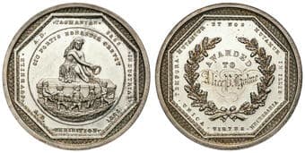Tasmanian Juvenile Industrial Exhibition, 1883, aFDC Silver medal, 39mm, 24.30g, reverse AWARDED TO and engraved...