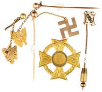 South Yarra Rifle Club & Miscellaneous Lapel Pins, 1901, VF 1901 South Yarra Rifle Club medal, cross form with...