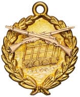 Australian Engineers Rifle Club, 1909, EF 10ct gold fob medal, circular design with laurel wreath periphery and...